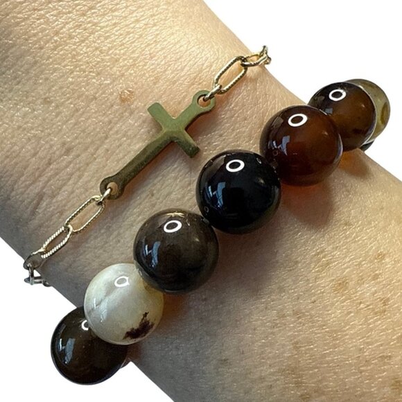 Coffee Agate Bracelet Jewelry crystal beaded accessories handmade boho fashion - Picture 1 of 9